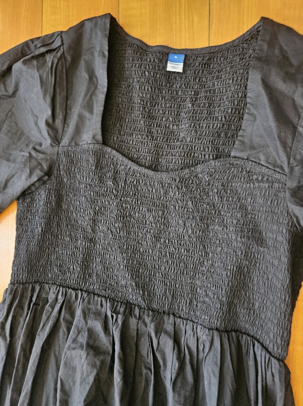 NEVER WORN Old Navy Black Smocked Square-Neck Midi Dress Sz Size L - Picture 10 of 13